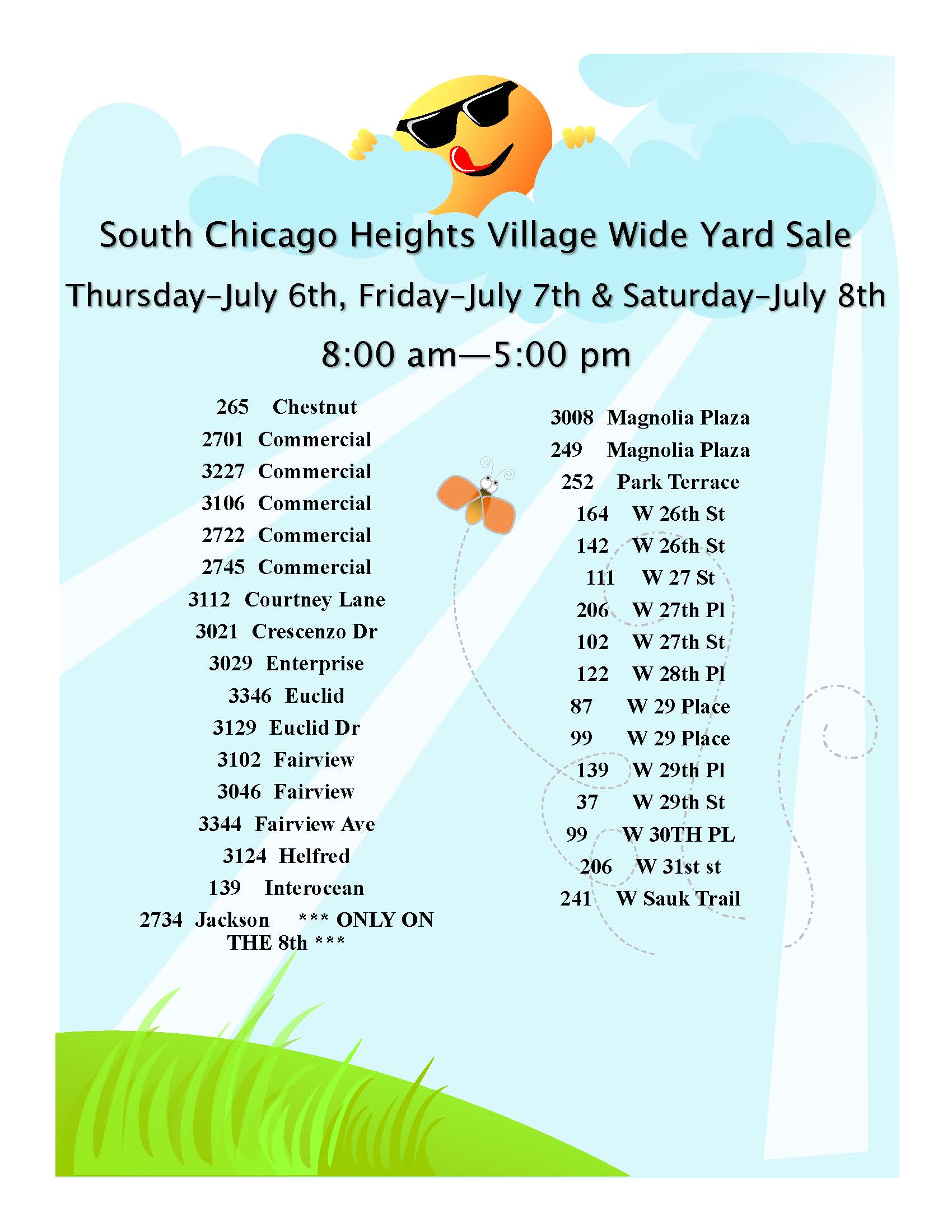 Addresses for Village Wide Yard Sale 07 05 23